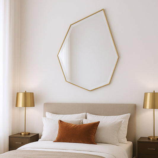 Azure Teardrop Mirror – Gold Framed Decorative Wall Mirror
