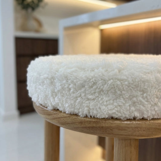 Oxford Wood Oak Bar Stool - Sheepskin | Designer Bar Stool by Interior Ave