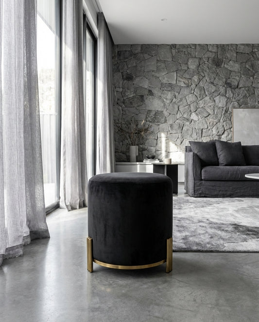 Apollo Velvet Ottoman - Black – modern ottoman or footstool by Interior Ave