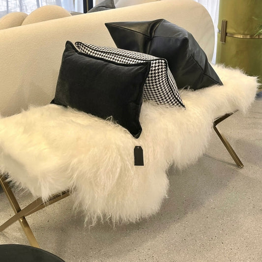 Oxley Fur Bench - White & Gold – premium furniture by Interior Ave