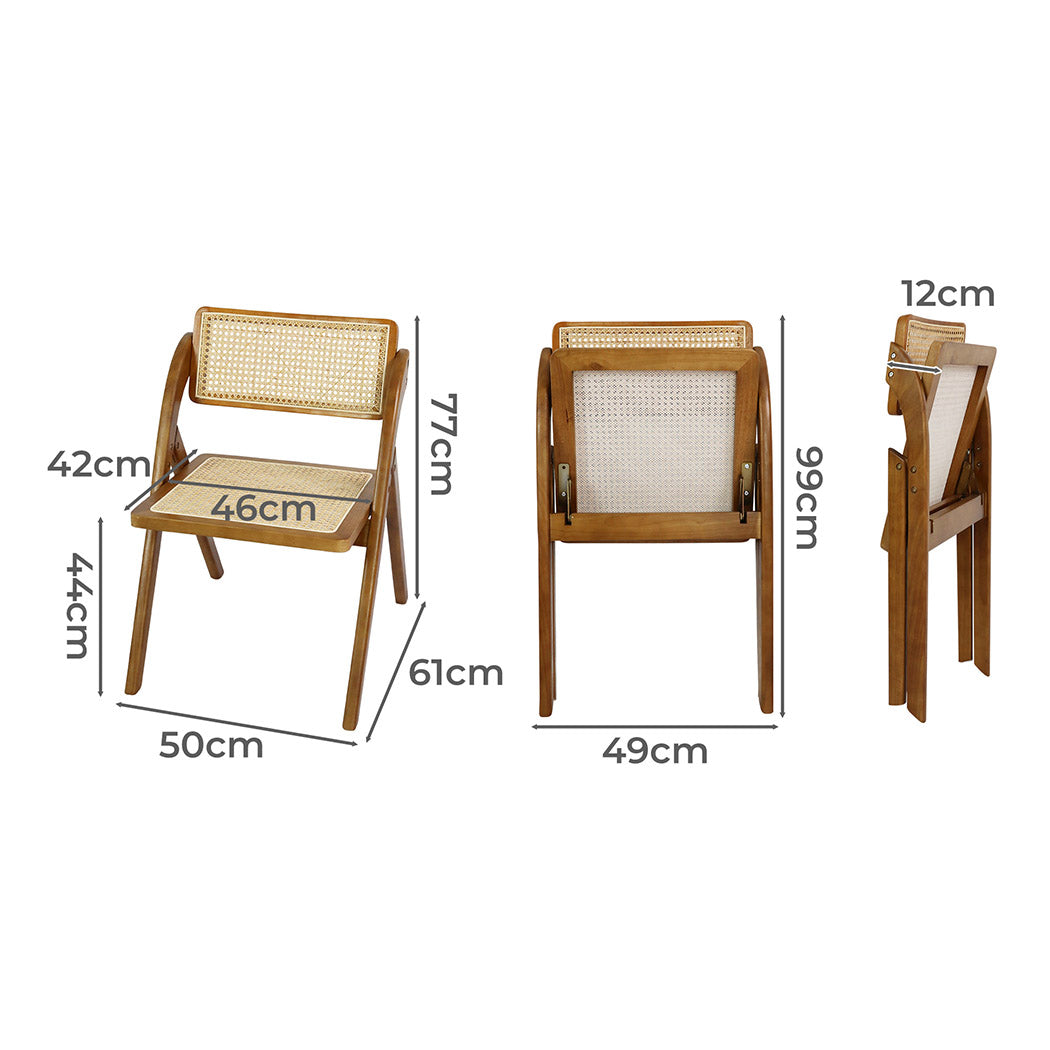 Levede 2X Foldable Rattan Dining Chairs Walnut-1864183281692577794