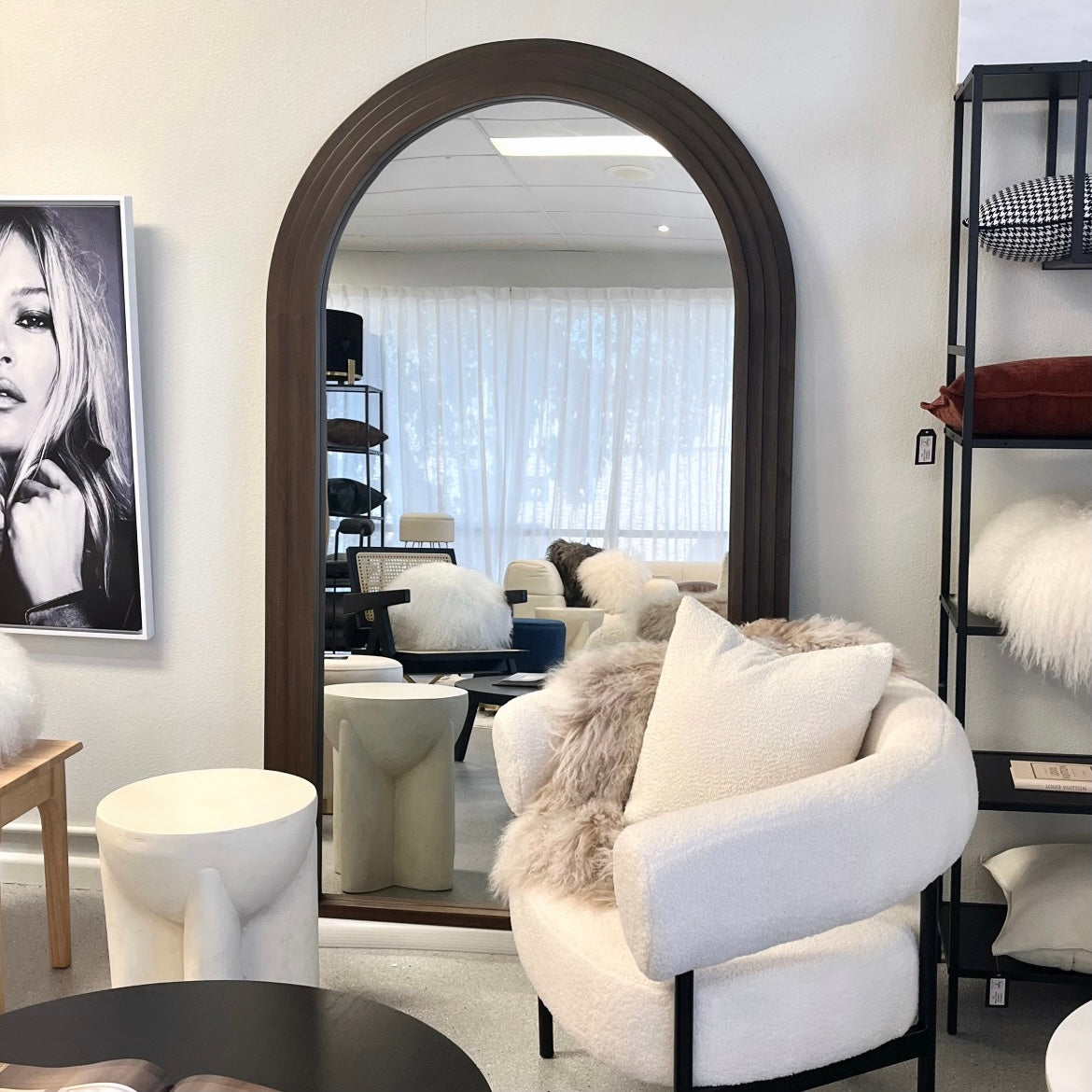 Sierra Arched Step Mirror – Signature Sculptural Walnut Statement Piece