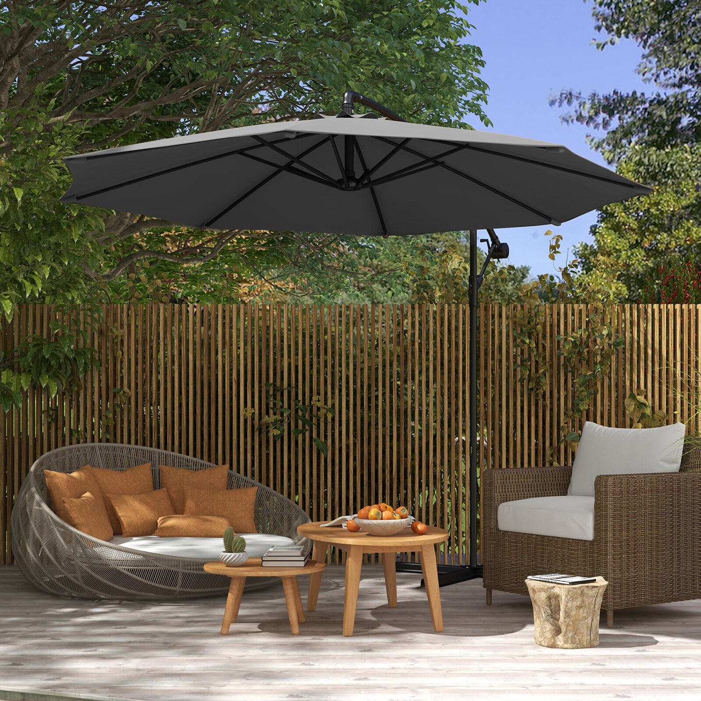 Milano 3M Outdoor Umbrella Cantilever With Protective Cover Patio Garden Shade – premium furniture by Interior Ave