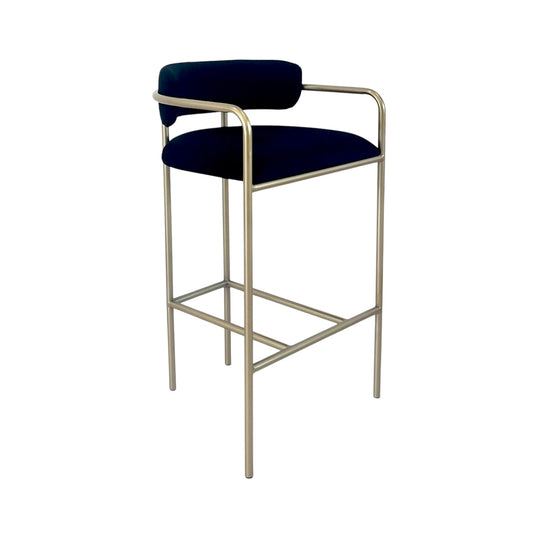 Allegra Velvet Bar Stool - Black / Champagne Gold – modern bar stool by Interior Ave