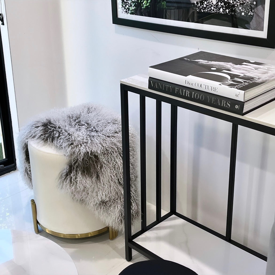 Apollo Velvet Ottoman - White – modern ottoman or footstool by Interior Ave