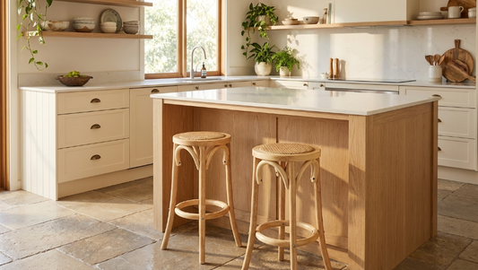 Aston Rattan Bar Stool - Natural - Set of Two – modern bar stool by Interior Ave