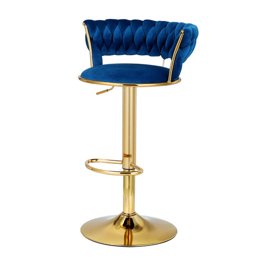 Pearl Velvet Bar Stool - Blue – modern bar stool by Interior Ave