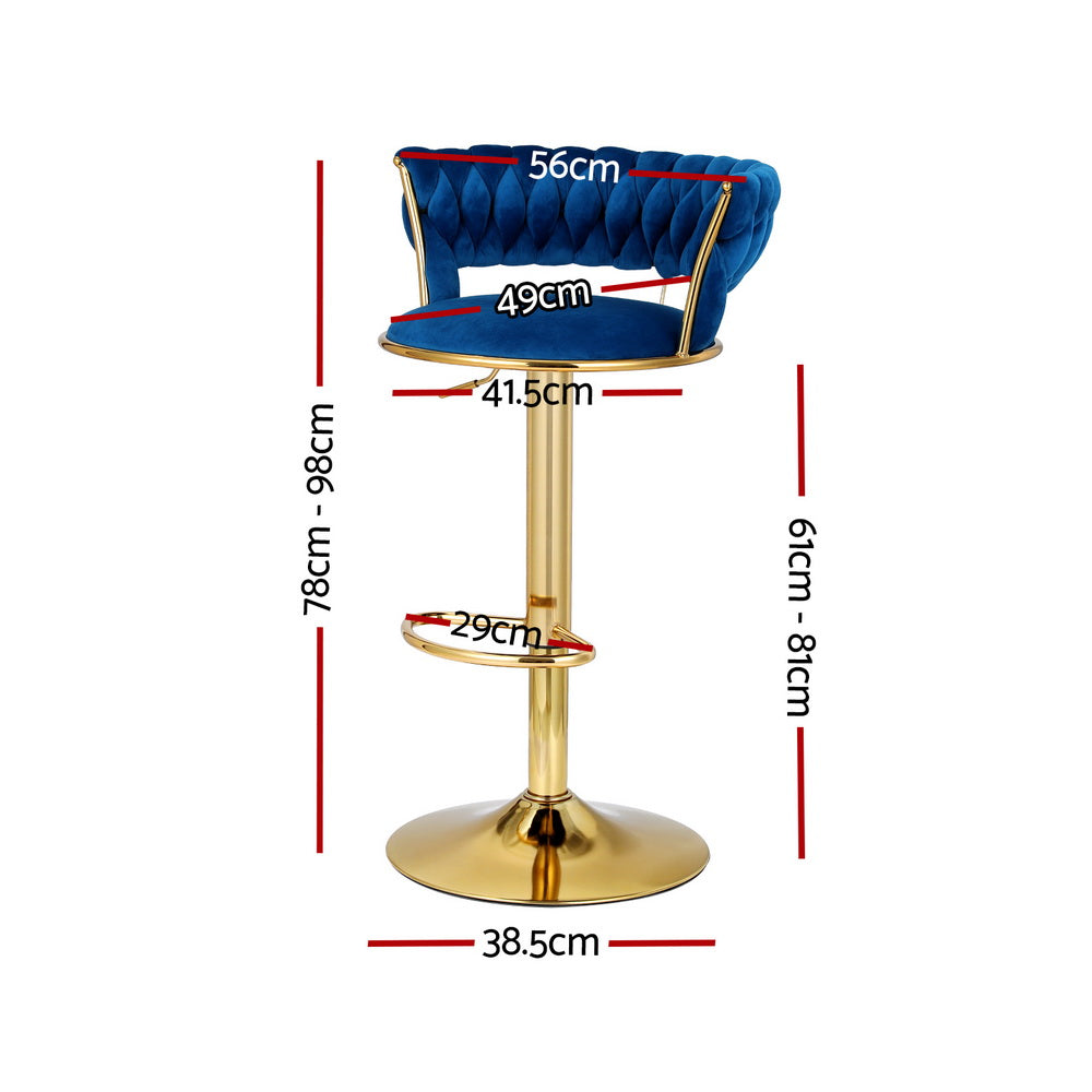Pearl Velvet Bar Stool - Blue