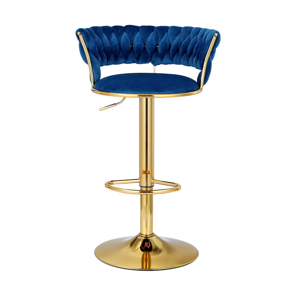 Pearl Velvet Bar Stool - Blue