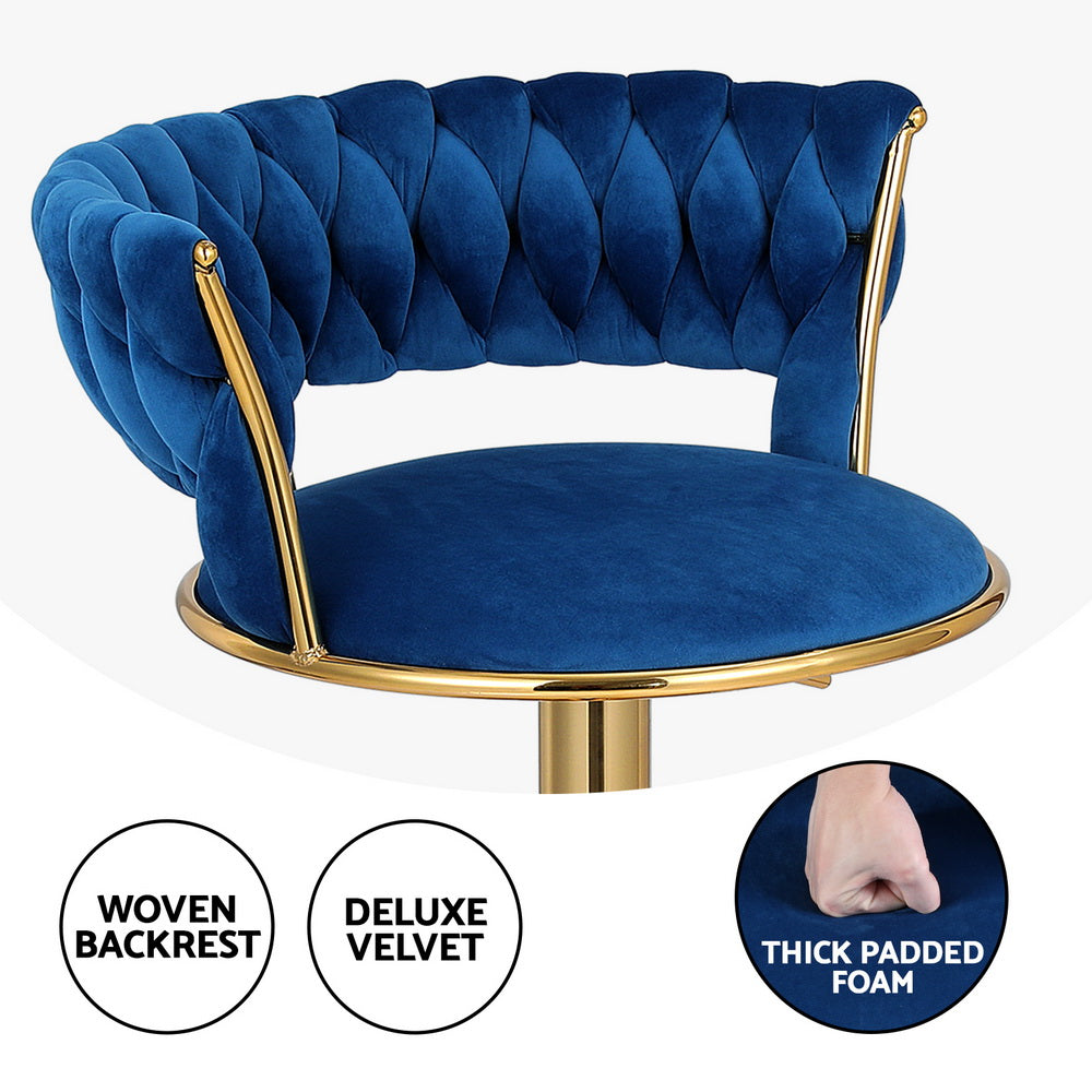 Pearl Velvet Bar Stool - Blue