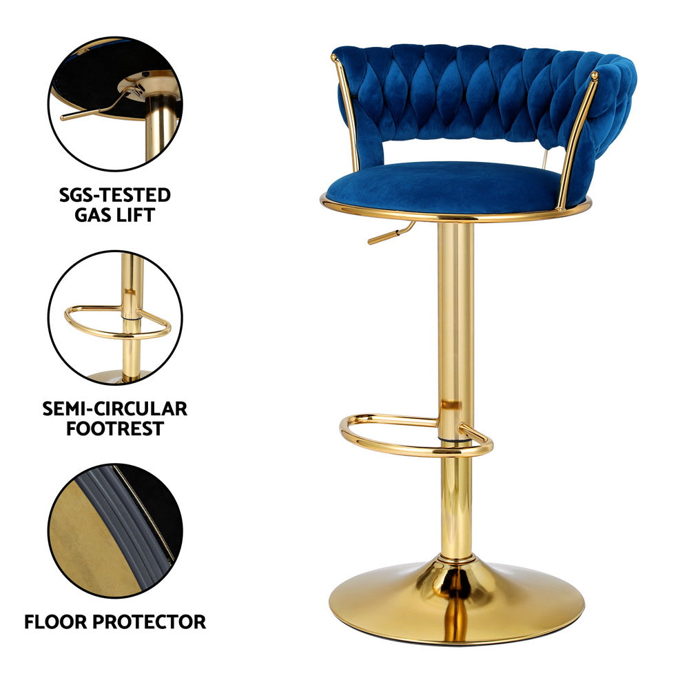 Pearl Velvet Bar Stool - Blue