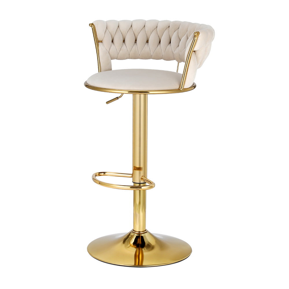 Pearl Velvet Bar Stool - Ivory – modern bar stool by Interior Ave