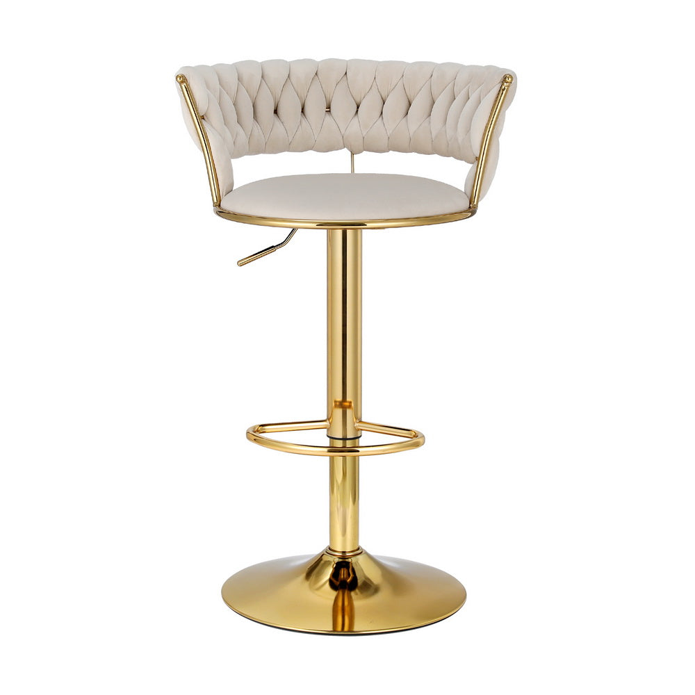 Pearl Velvet Bar Stool - Ivory