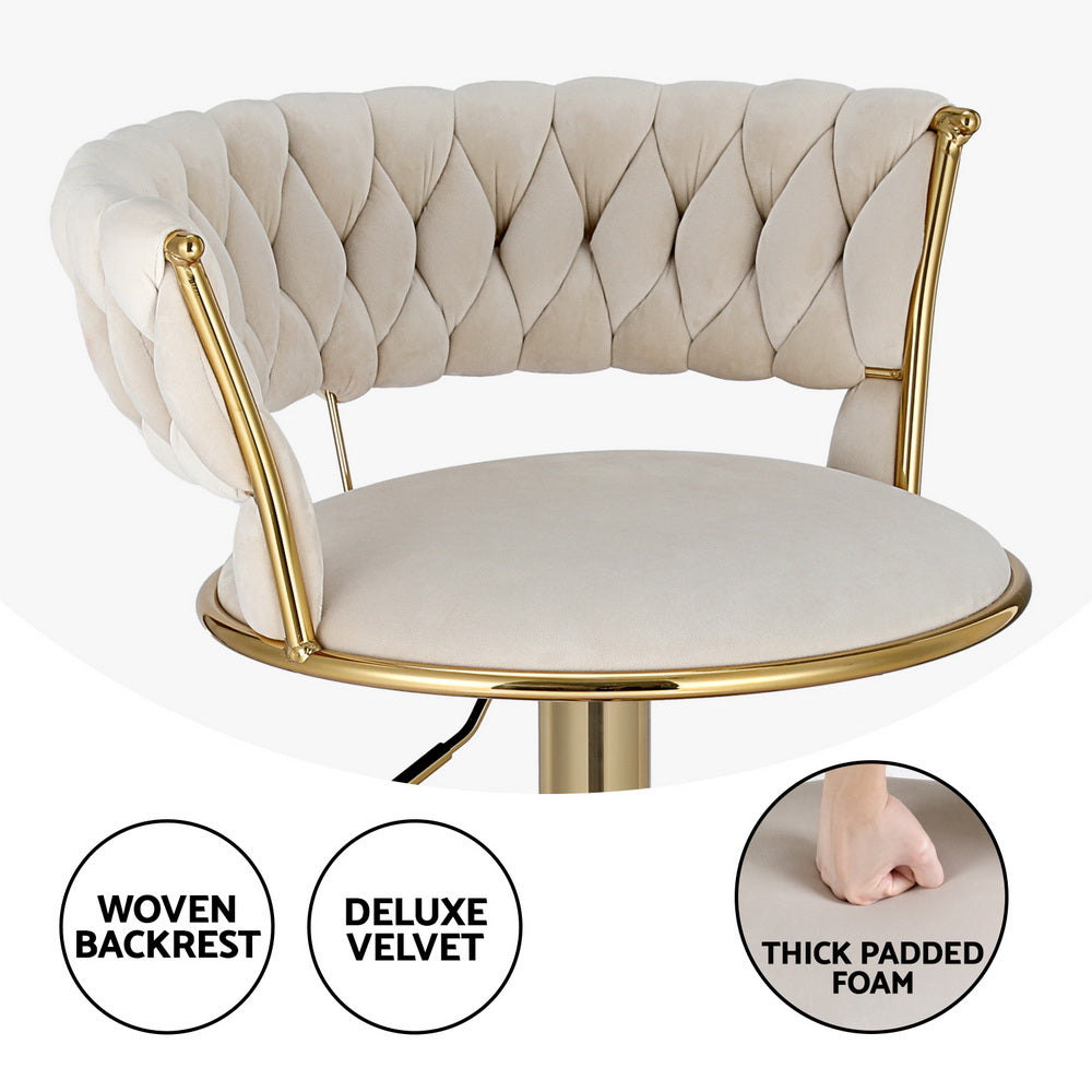 Pearl Velvet Bar Stool - Ivory