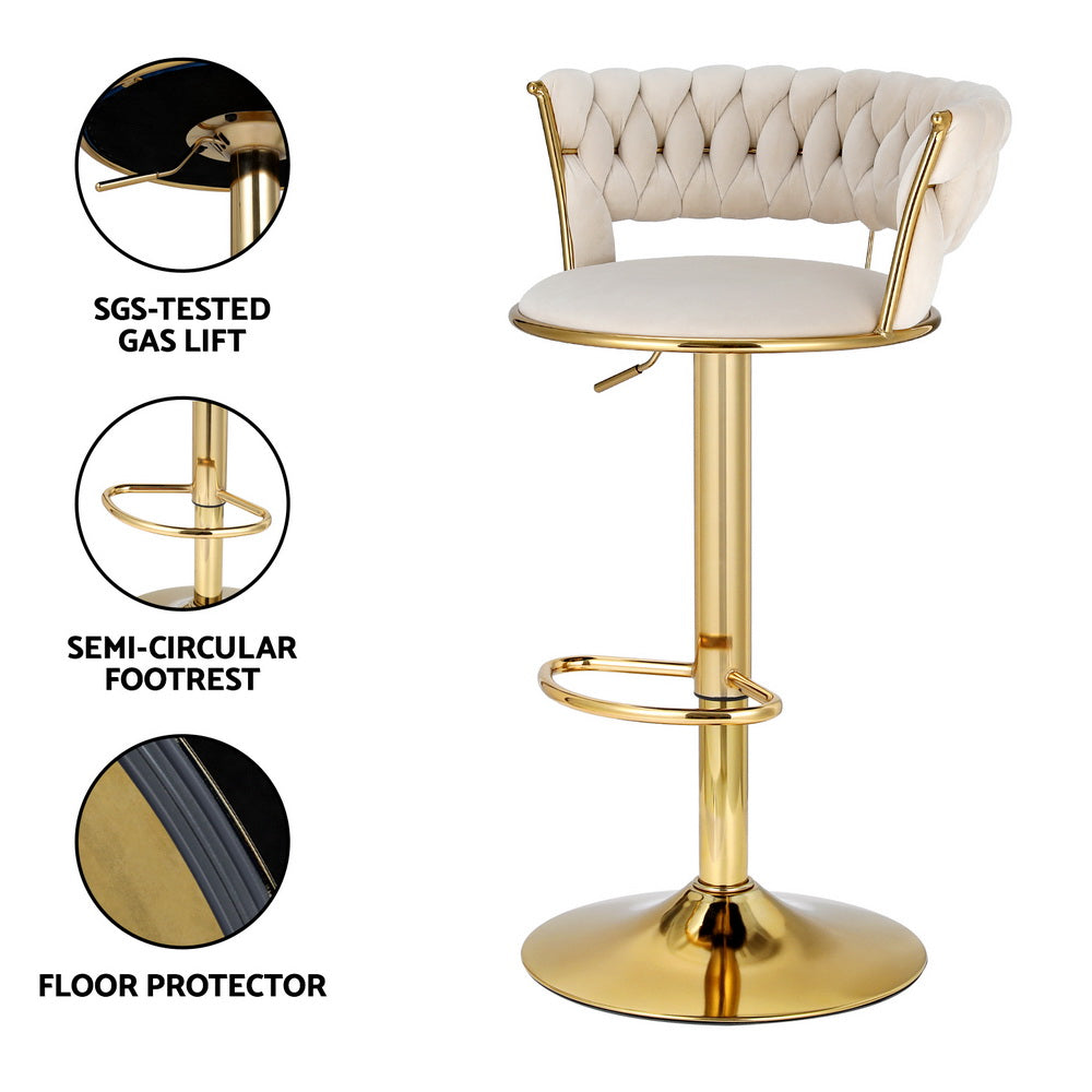 Pearl Velvet Bar Stool - Ivory