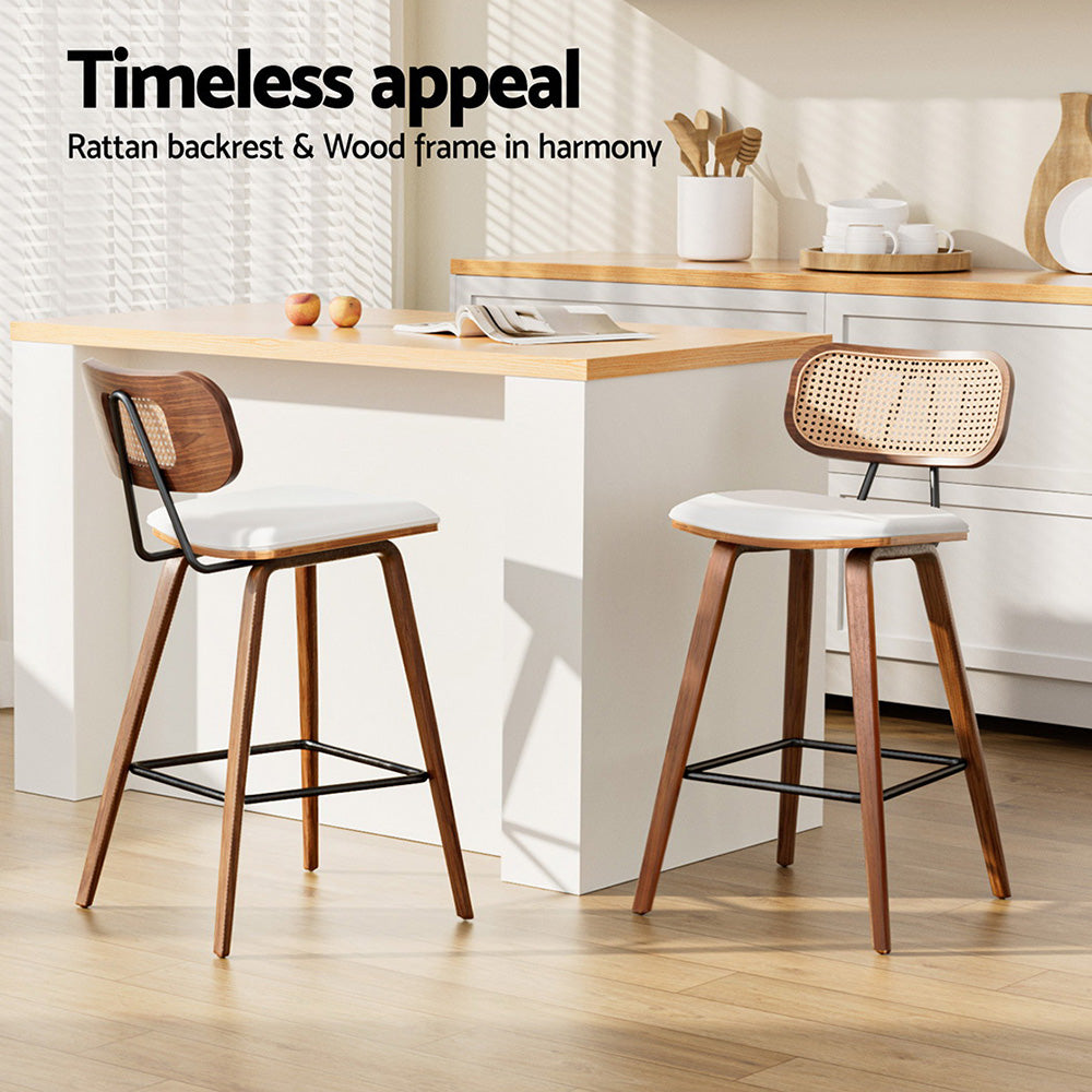Malibu Rattan Bar Stools – Walnut & White (Set of 2)