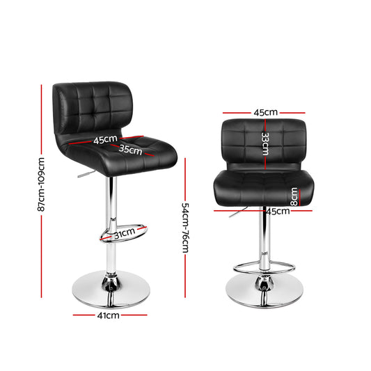 Byron Padded Bar Stool - Black - Set of Two
