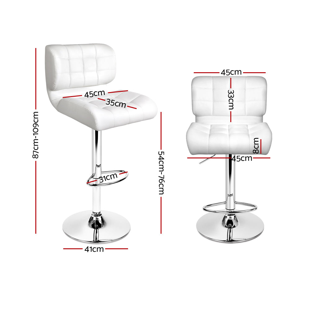 Byron Padded Bar Stool - White - Set of Two
