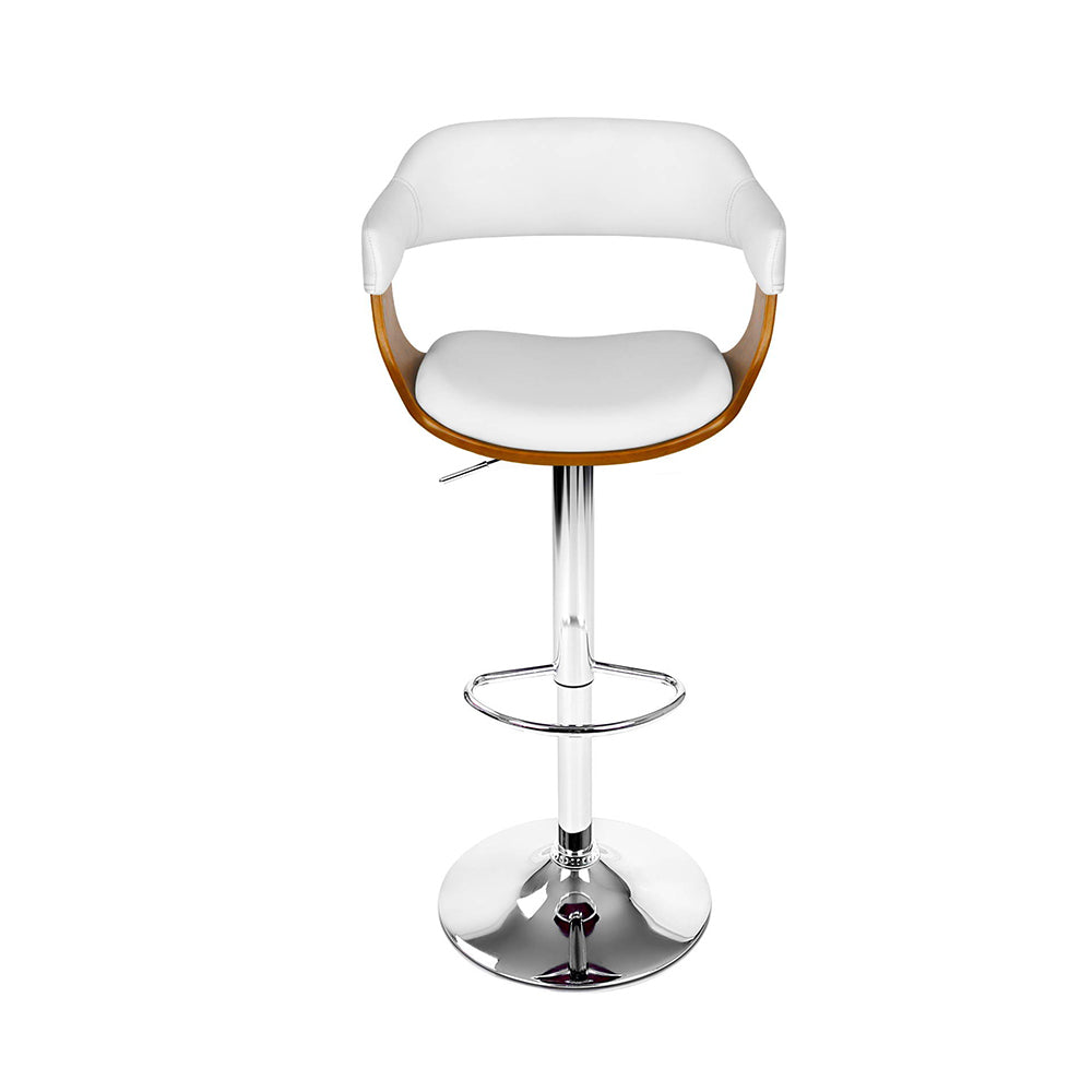 Mulan Walnut Padded Bar Stool - White - Set of Two