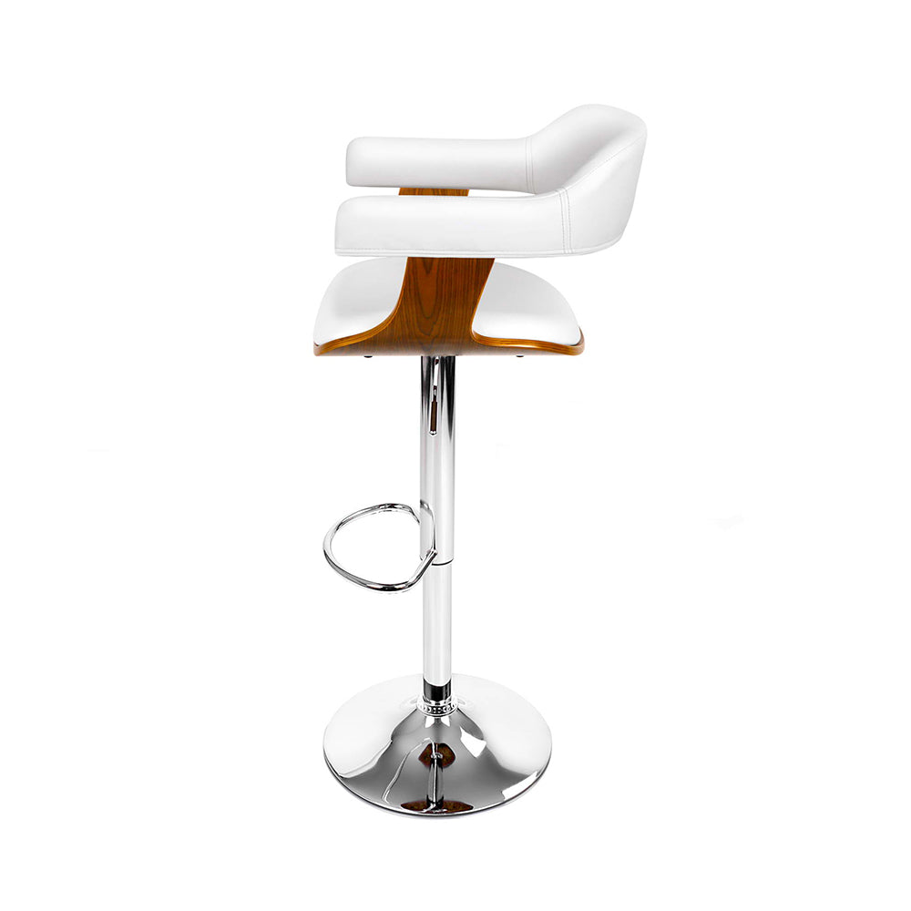 Mulan Walnut Padded Bar Stool - White - Set of Two