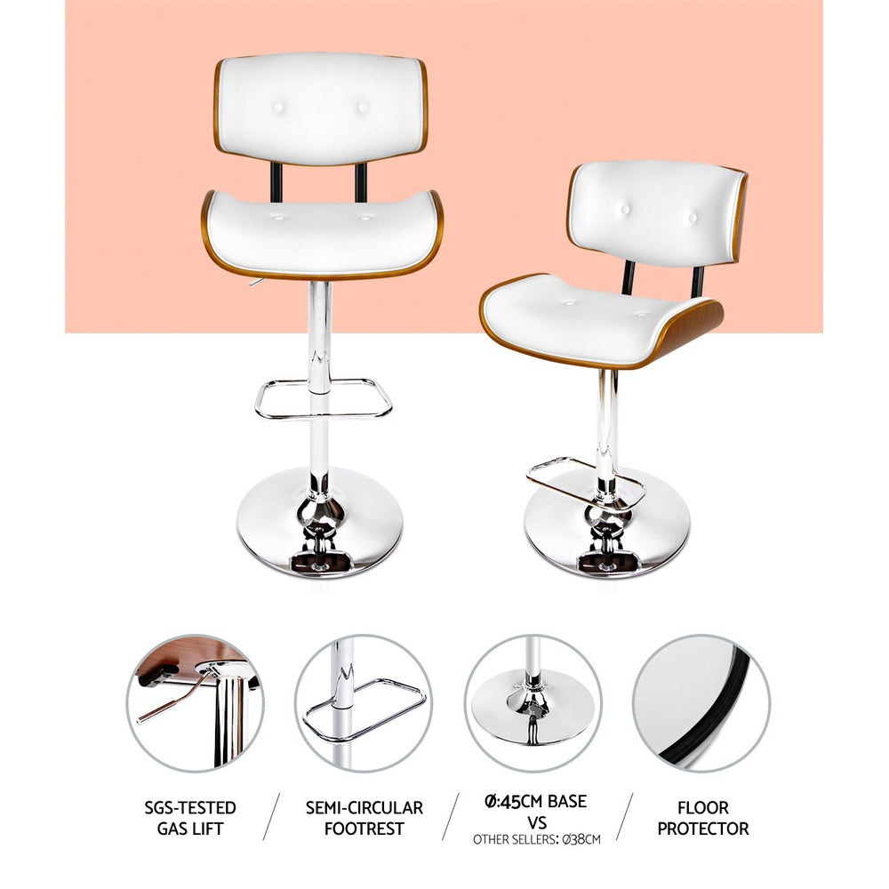 Jasper Walnut Bar Stool - White - Set of Two