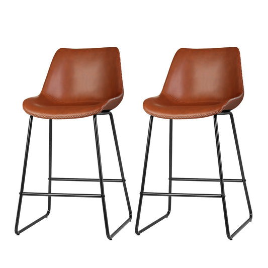 Fendi Bar Stool - Brown - Set of Two – modern bar stool by Interior Ave