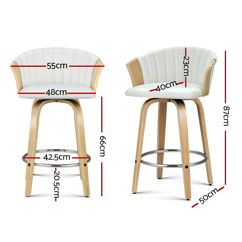 Arlo Swivel Bar Stool – White & Natural (Set of 2)