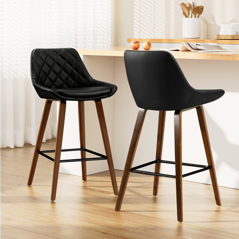 Astra Padded Bar Stool - Black - Set of Two – modern bar stool by Interior Ave
