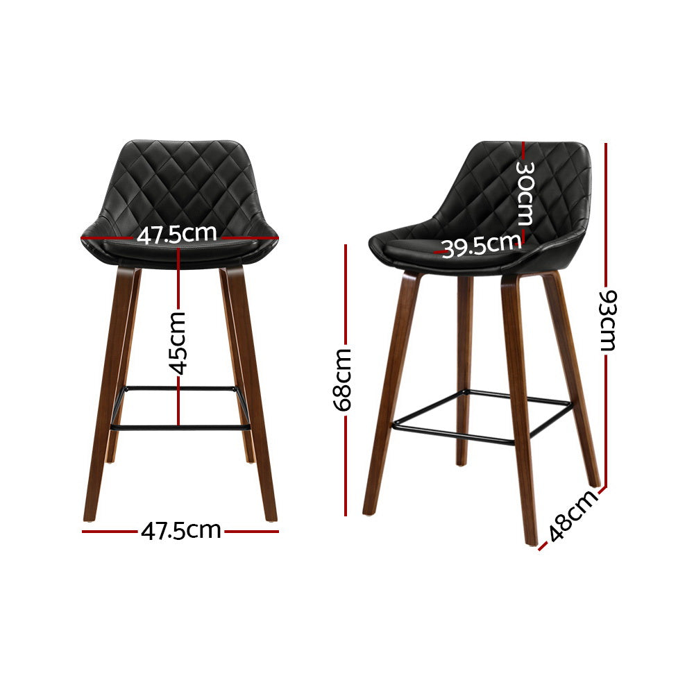 Astra Padded Bar Stool - Black - Set of Two