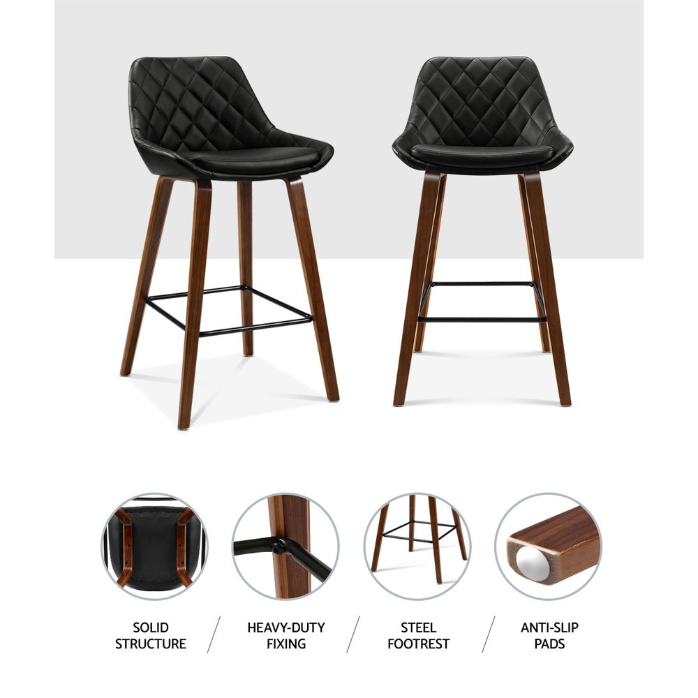 Astra Padded Bar Stool - Black - Set of Two