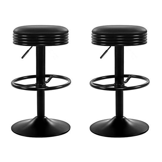 Daytona Leather Bar Stool - Black - Set of Two