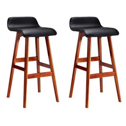 Elwood Wooden Bar Stool - Black - Set of Two