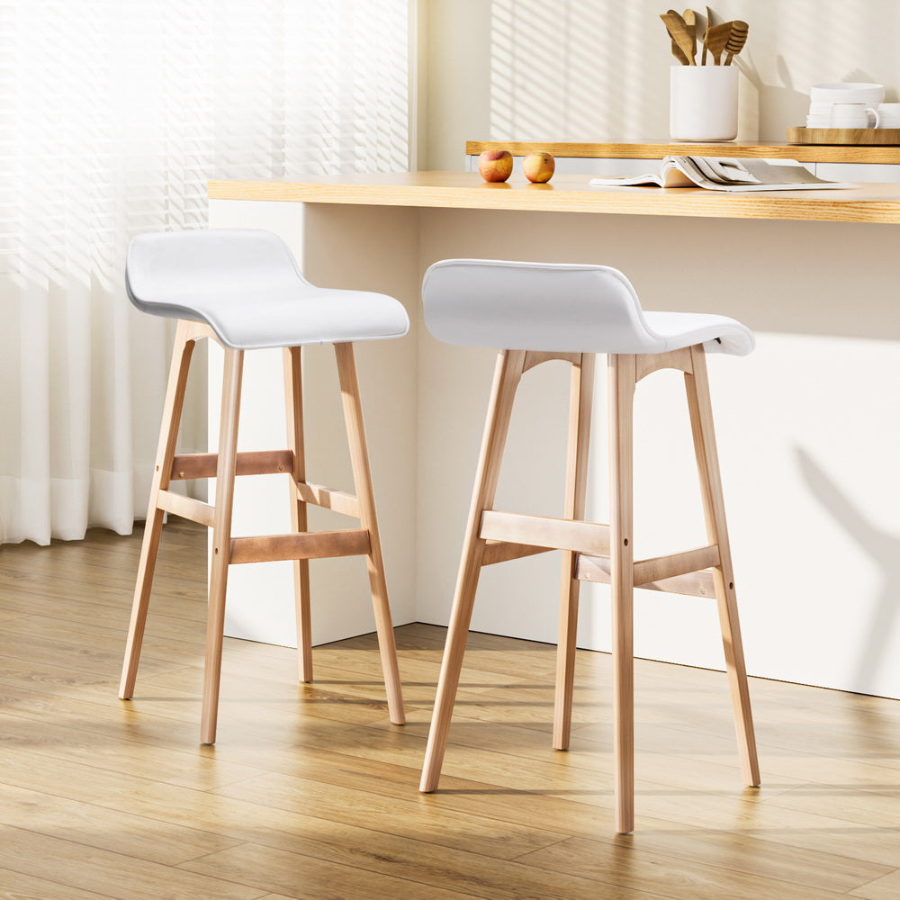 Elwood Wooden Bar Stool - White - Set of Two – modern bar stool by Interior Ave