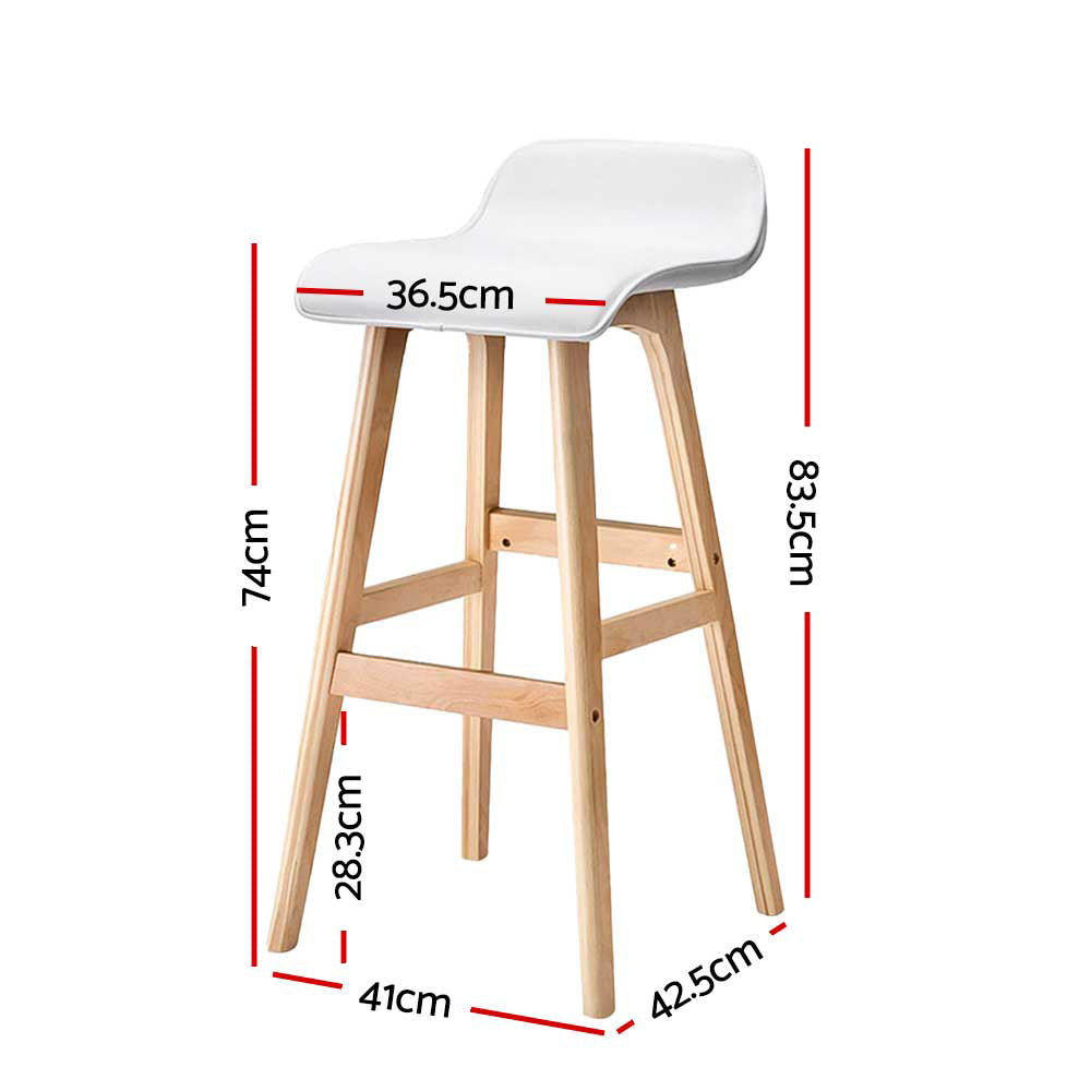 Elwood Wooden Bar Stool - White - Set of Two