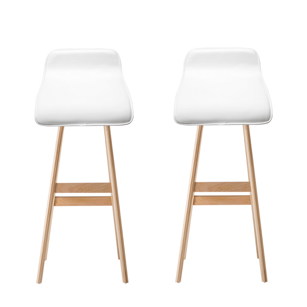 Elwood Wooden Bar Stool - White - Set of Two