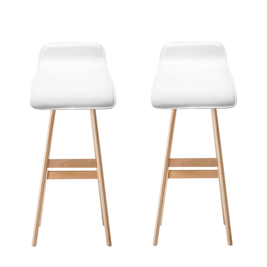 Elwood Wooden Bar Stool - White - Set of Two