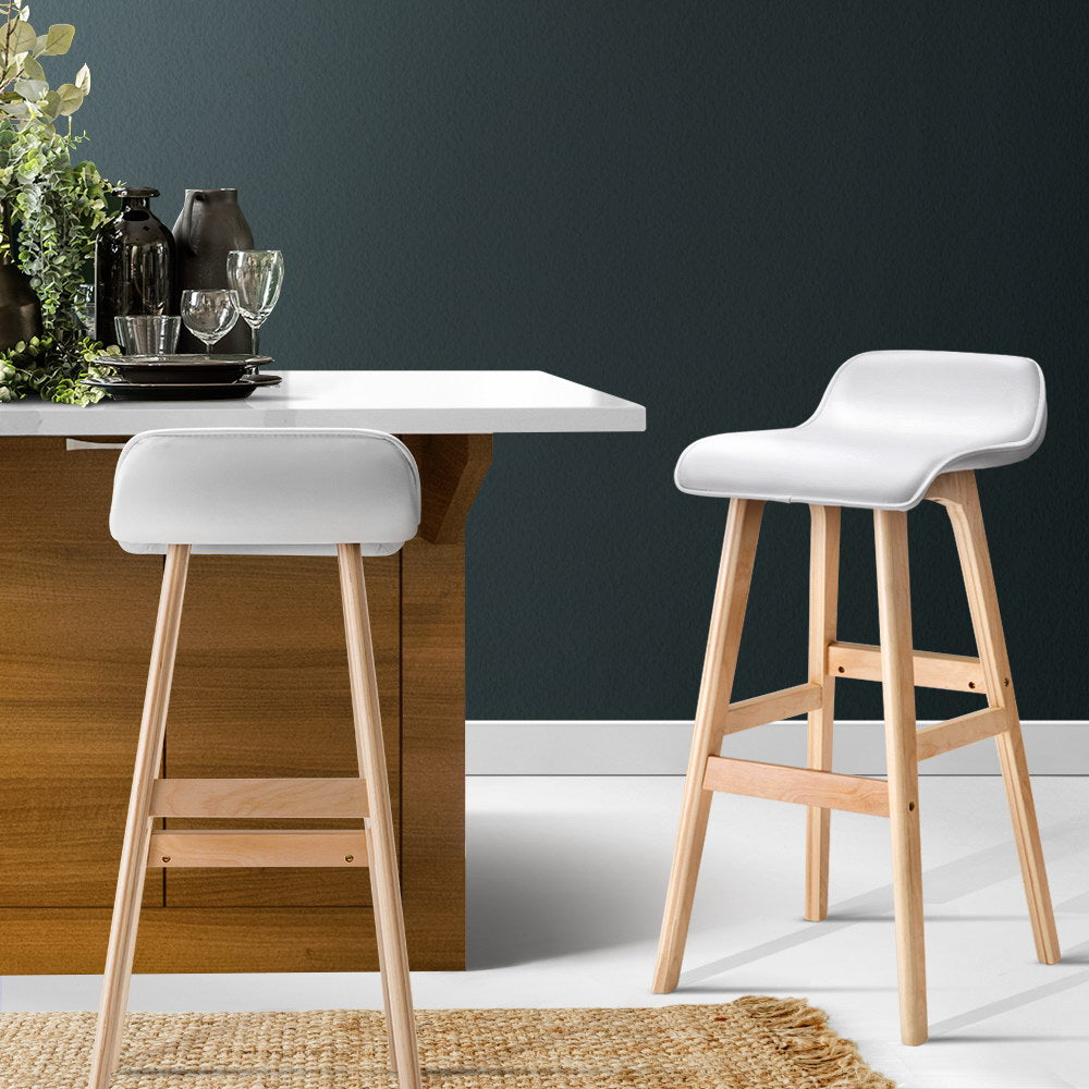 Elwood Wooden Bar Stool - White - Set of Two