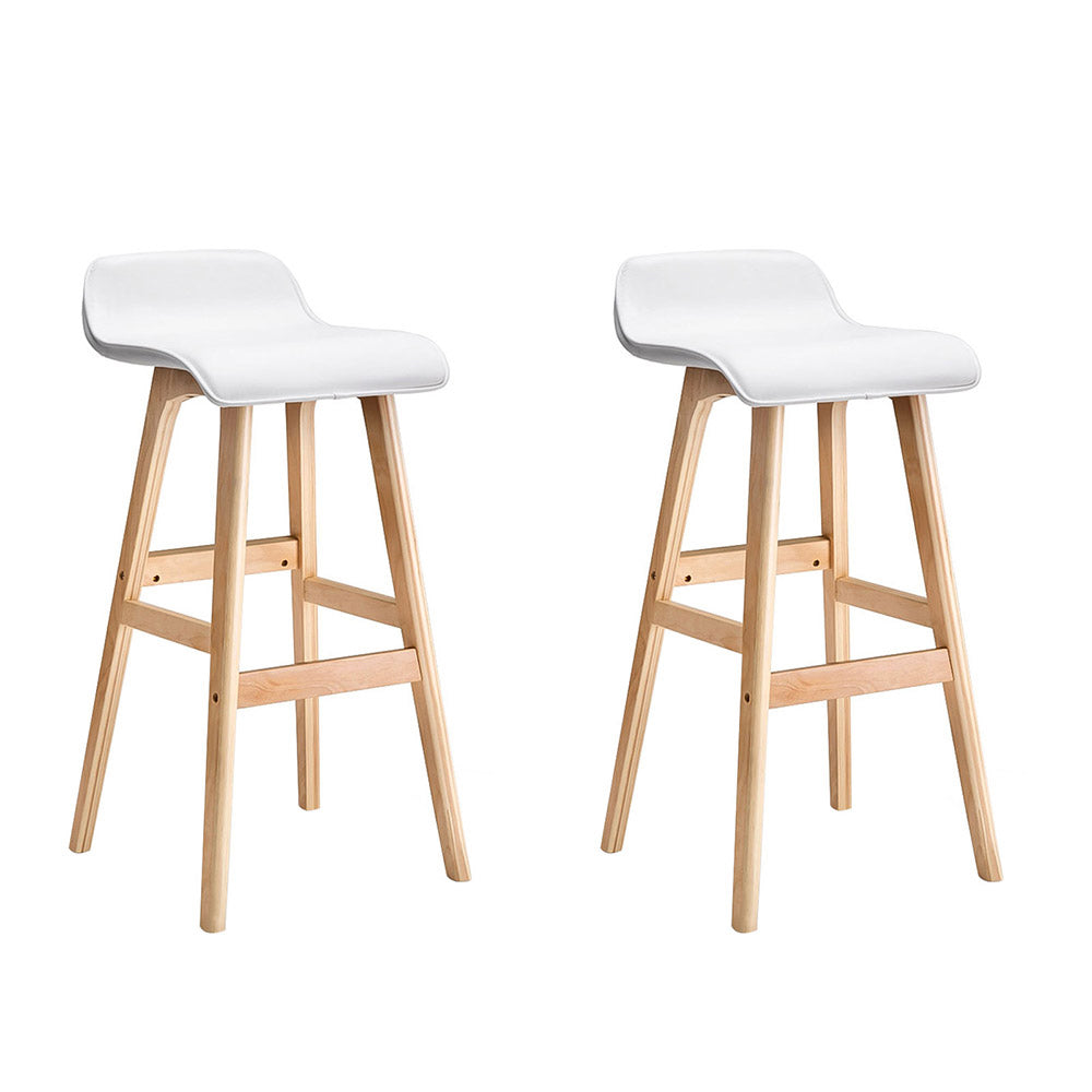Elwood Wooden Bar Stool - White - Set of Two