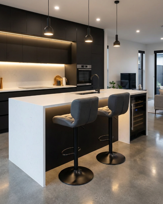 Byron Padded Bar Stool - Charcoal Grey - Set of Two – modern bar stool by Interior Ave