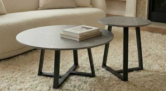 Broadway Two Tier Coffee Table Set - Grey Stone – premium furniture by Interior Ave
