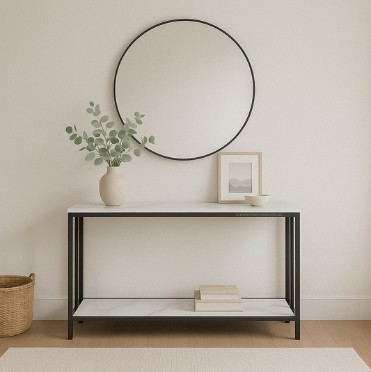 Bronte Dual Layer Hallway Console - White Marble Stone – premium furniture by Interior Ave