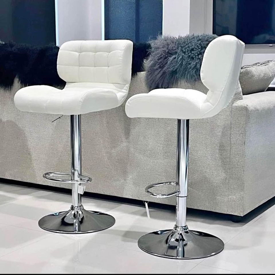 Byron Padded Bar Stool - White - Set of Two – modern bar stool by Interior Ave