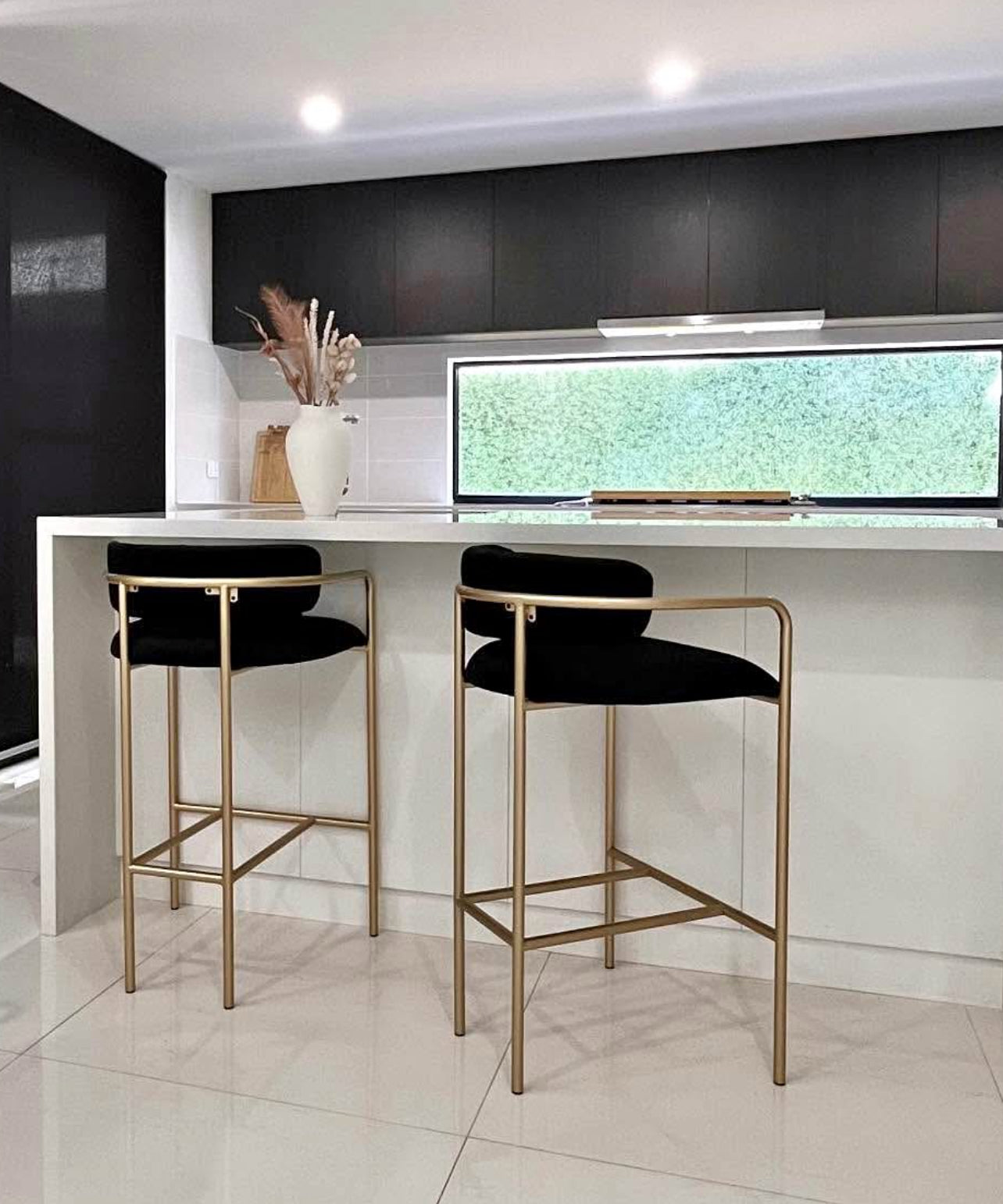 Allegra Bar Stool - Black Velvet / Champagne Gold