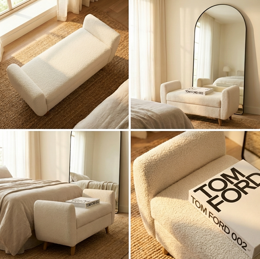 Cloud Boucle Storage Bench | Bedroom Bench by Interior Ave