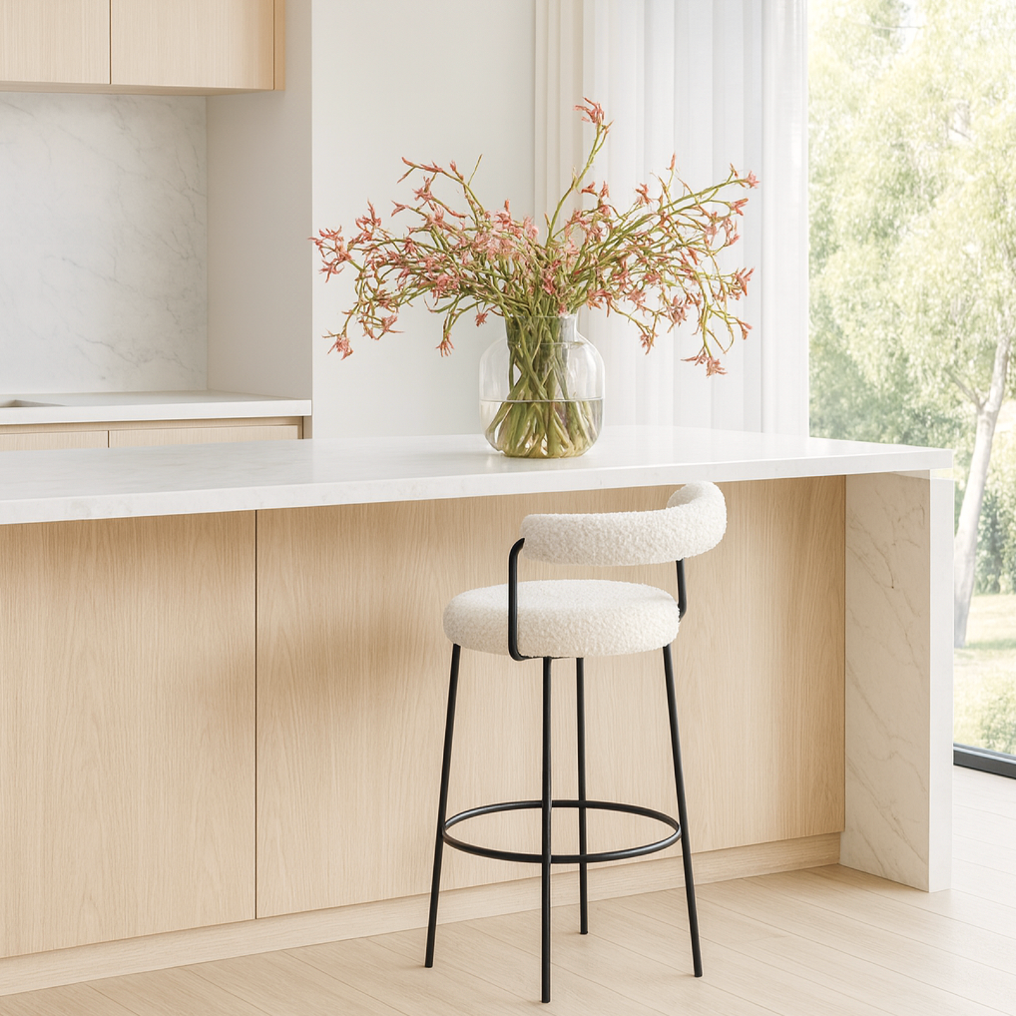 Calipo Sheepskin Bar Stool - White