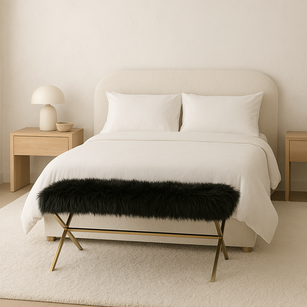 Oxley Fur Bench - Black – premium furniture by Interior Ave