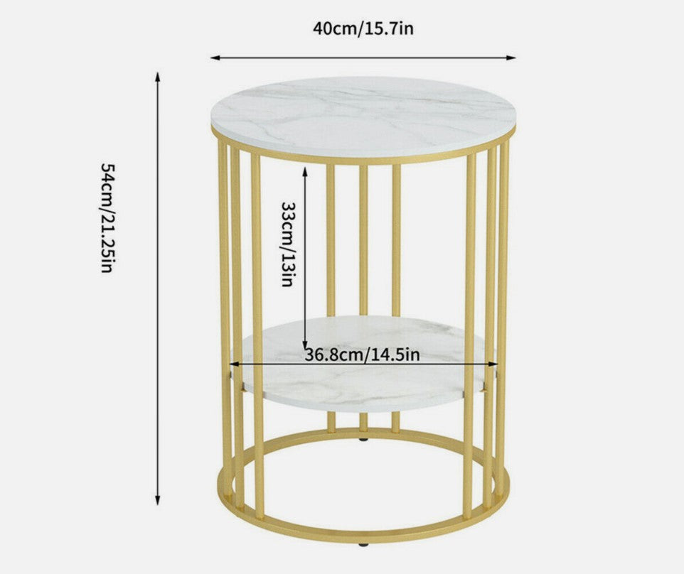 Cleo Dual Layer Side Table - White Marble Stone