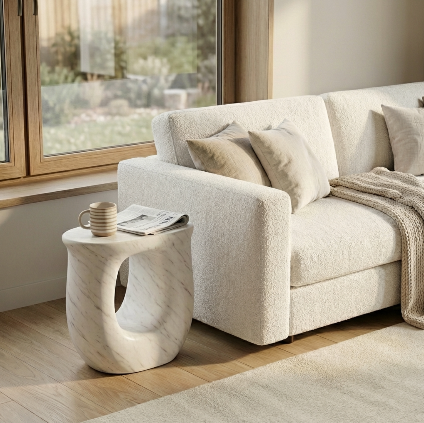 Cosmo Side Table White Carrara Marble Finish