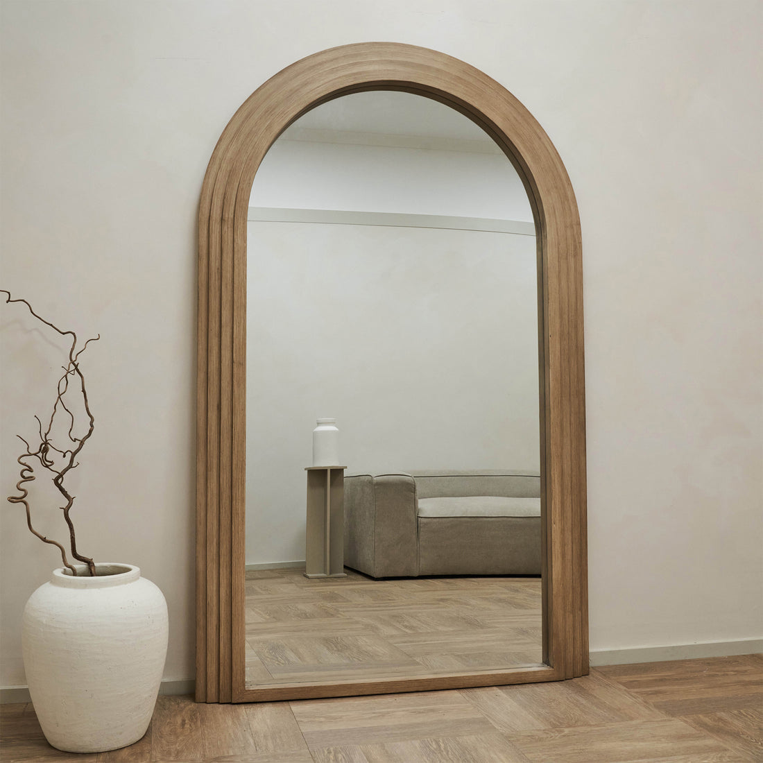 Sierra Arched Step Mirror – Signature Sculptural Oak Wood Statement Piece