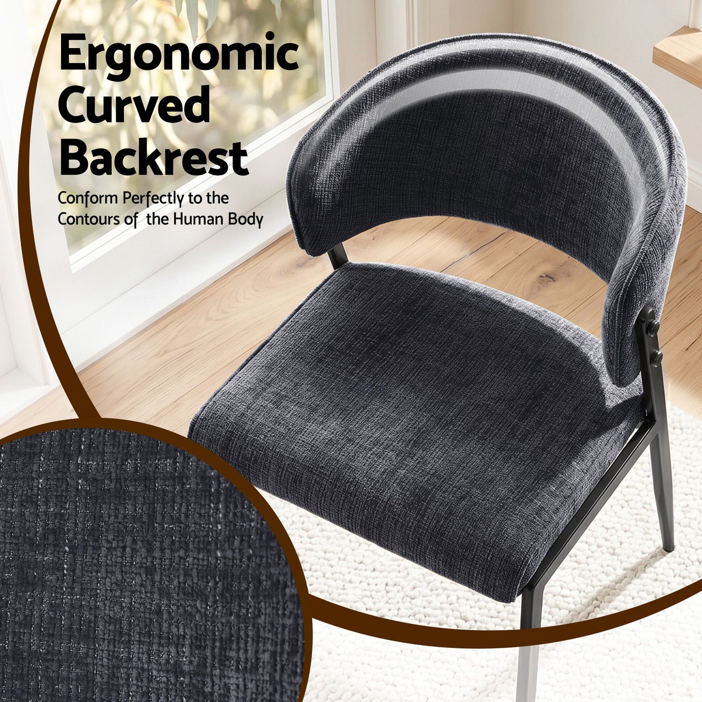 Harper charcoal dining chair dimension diagram showing 52cm width, 59cm depth and 78cm height